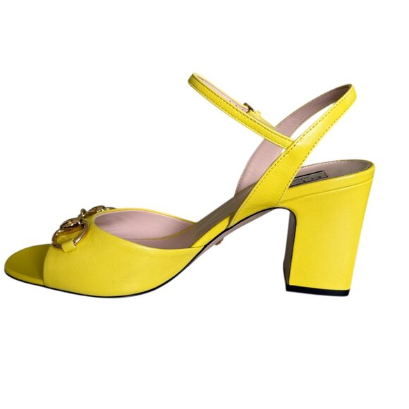 Gucci 771603 Horsebit Mid Heel Sandals, Slip-on In Yellow Size 37, 37.5, 38 - Picture 3 of 14